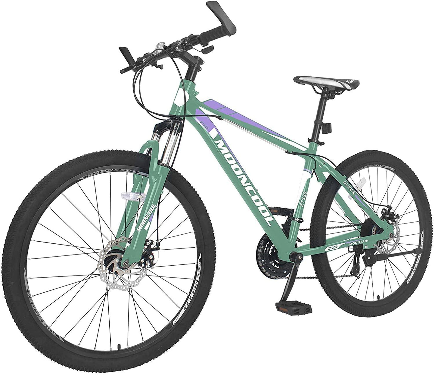 MOONCOOL Mountain Bikes Adults MTB Bike, Disc Brakes Mountain Bicycles, 7-21 Speeds Options, Aluminum and Steel Frame Options, 24-26 Inches Wheels Outroad Bikes for Mens Womens