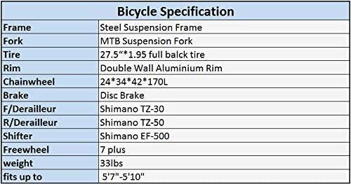 EUROBIKE OBK E7 Mountain Bike 21 Speed Bicycle 27.5” Full Suspension Mens Bikes Daul Disc Brakes MTB (Orange)