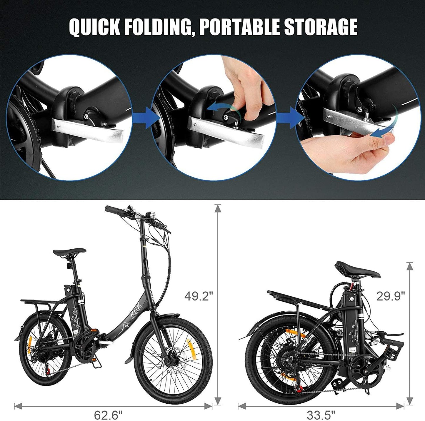 HIFRRUY Electric Bicycle, 20" Electric Folding Bike for Adults and Teenagers, Commuter E-Bike with 36V/10.4Ah Removable Lithium-Ion Battery, Top Speed 20mph, Throttle & Pedal Assist