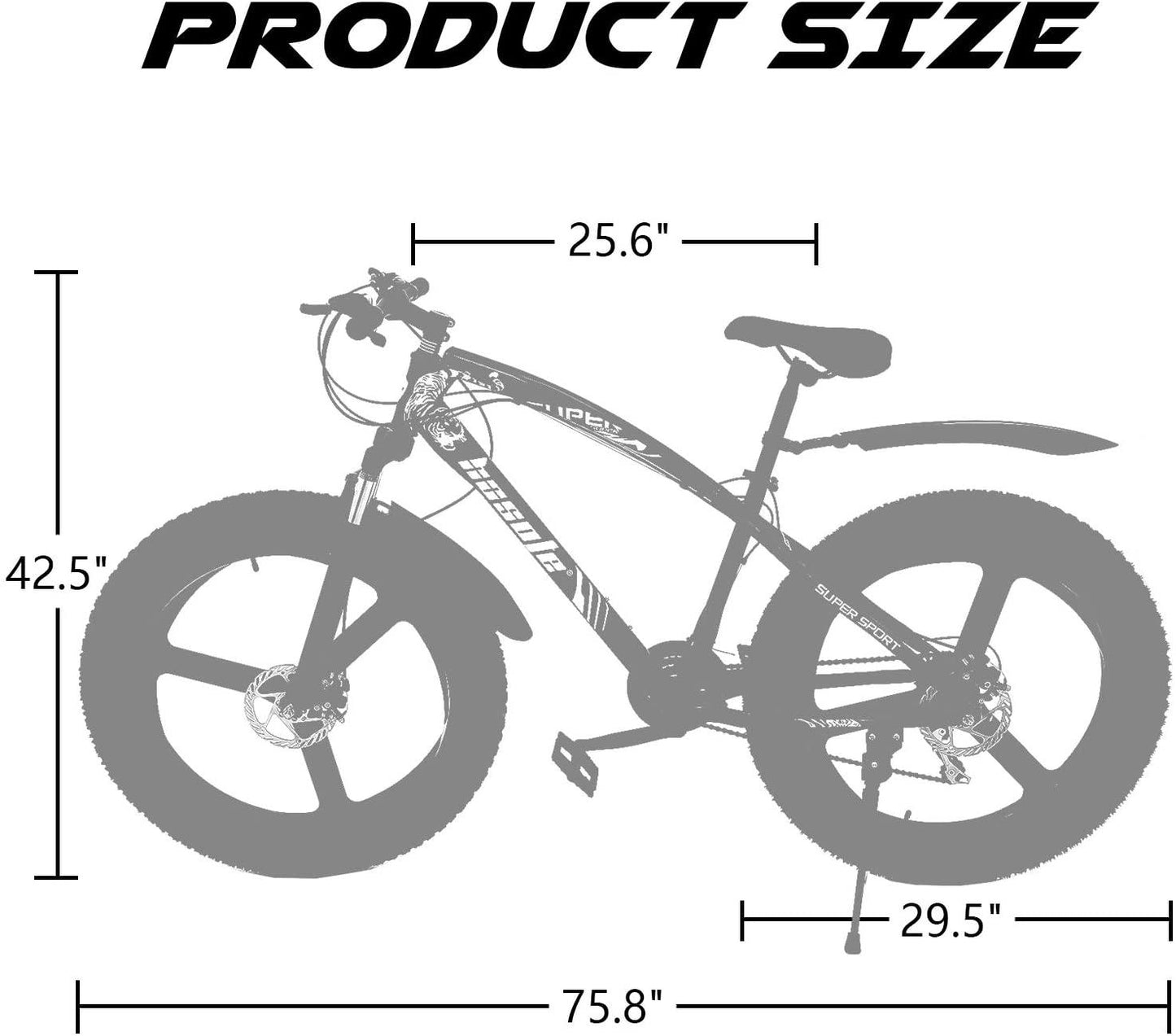 hosote Fat Tire Bike for Men, 26 Inch 21 Speed Mountain Bike, 4 inch Wide Tire Beach Snow Mountain Bicycle, Suspension Fork Dual Disc Brakes MTB with 3 Spoke Wheel