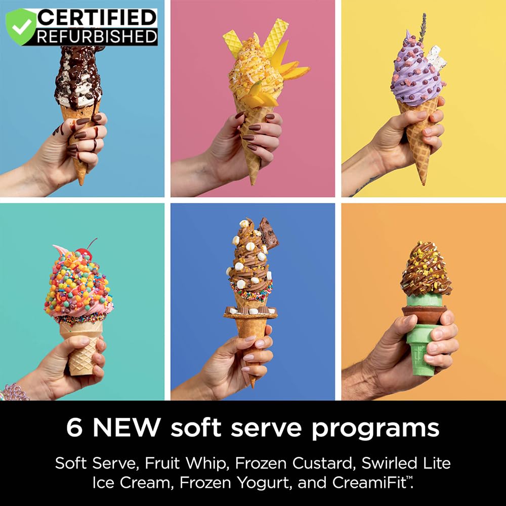 NC701 CREAMi Swirl 13-in-1 Soft Serve Ice Cream Machine (Renewed) Bundle with 2 YR CPS Enhanced Protection Pack