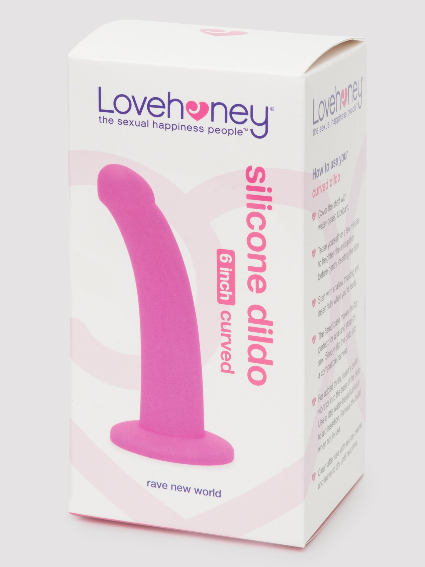 Lovehoney Curved Silicone Suction Cup Dildo 6 Inch, Pink