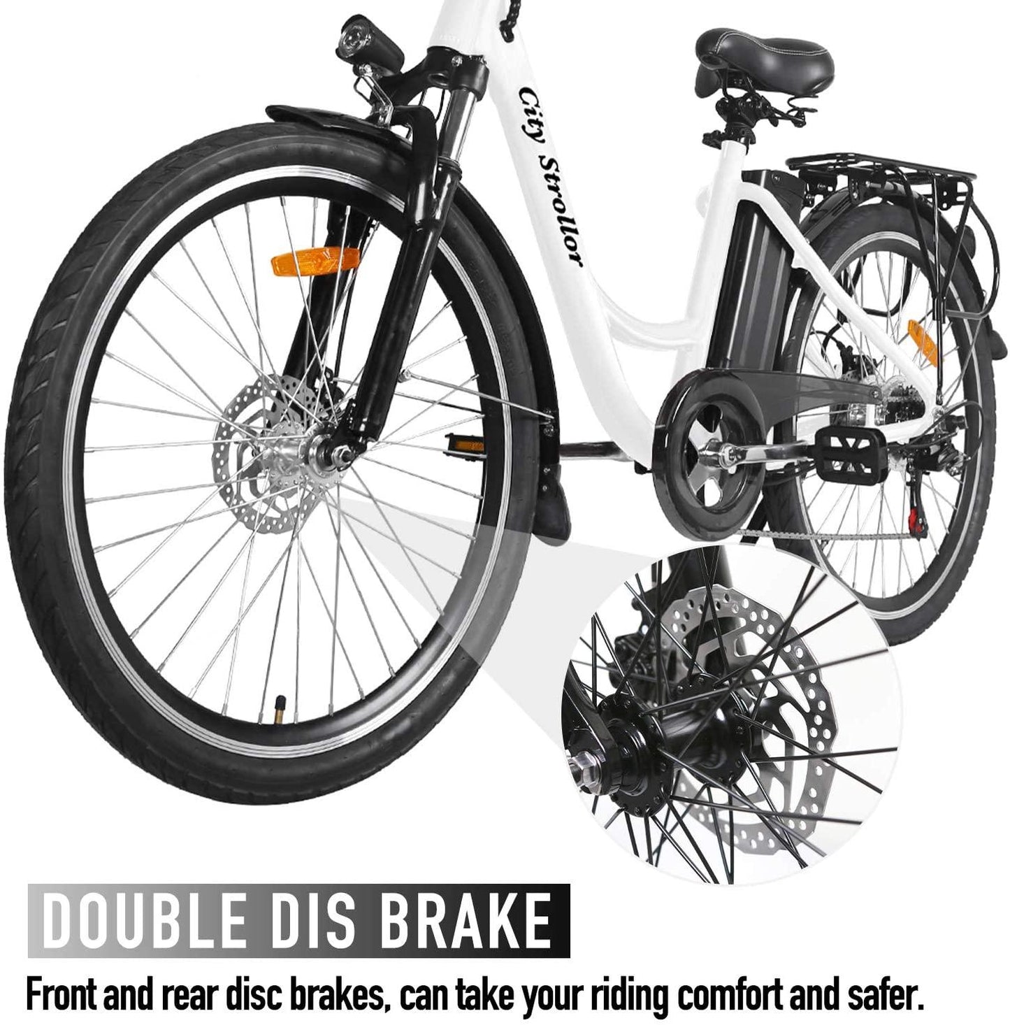 Electric Bike 350W Ebike 26'' Electric Bicycle, 20MPH Adults Electric City Bike with Removable 36v12ah Battery, Professional 6 Speed Gears