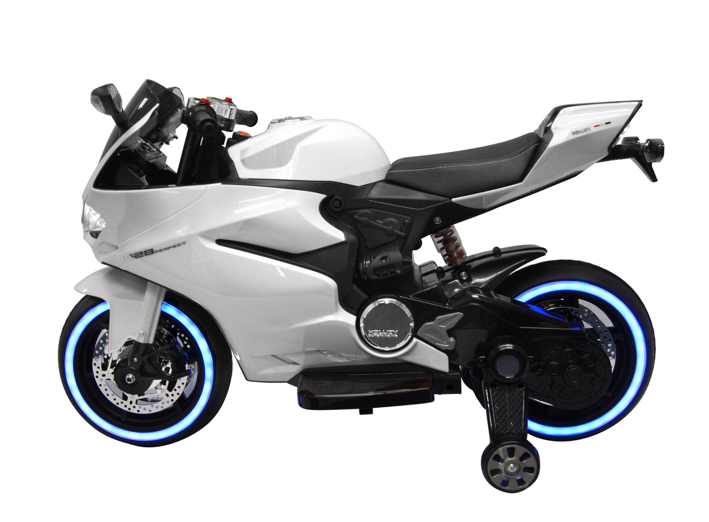 Kids Ride on Motorcycle Tron Bike 12V Battery LED Lights - White