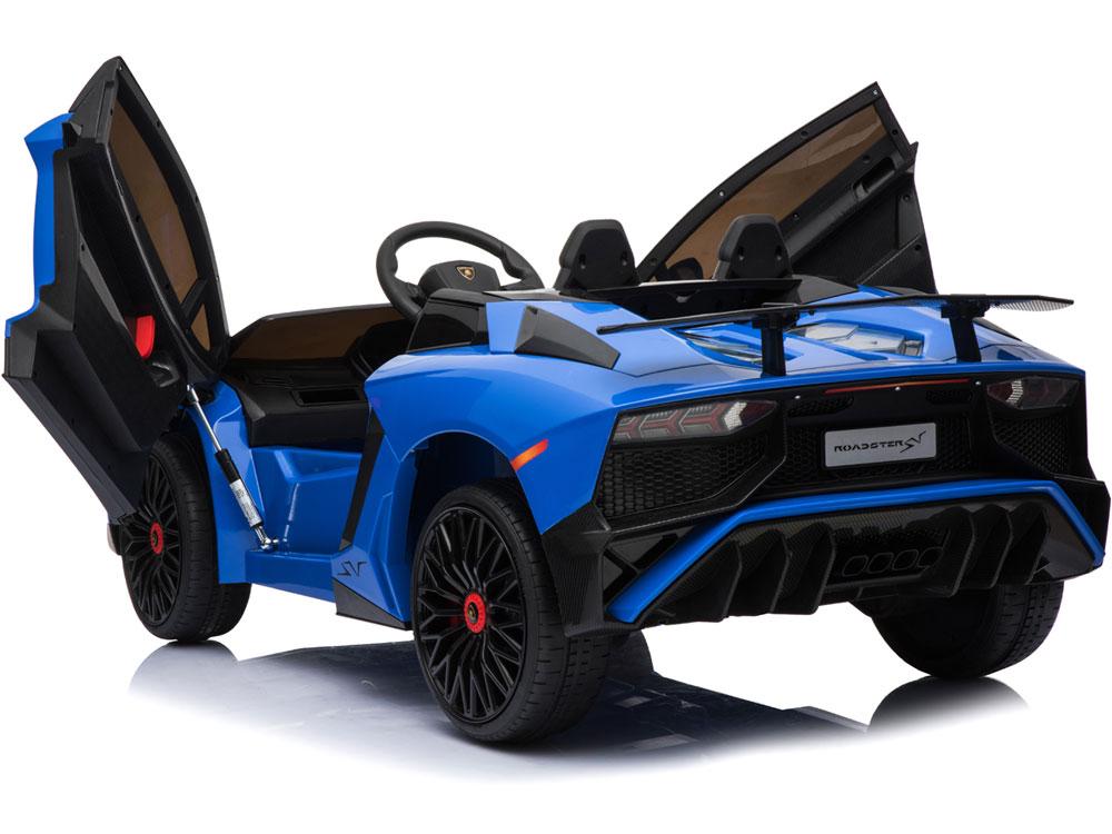 Lamborghini 12v Kids Battery Powered Ride On Car Remote Controlled 2 Seater Blue (2.4ghz RC)