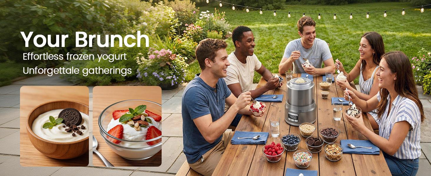 2.1 Qt Countertop Ice Cream Maker – Make Gelato, Sorbet & Frozen Yogurt in as Little as 20–30 Minutes, Fast Cooling, Visible Feeding Port, Easy 3-Button Control (Gray)