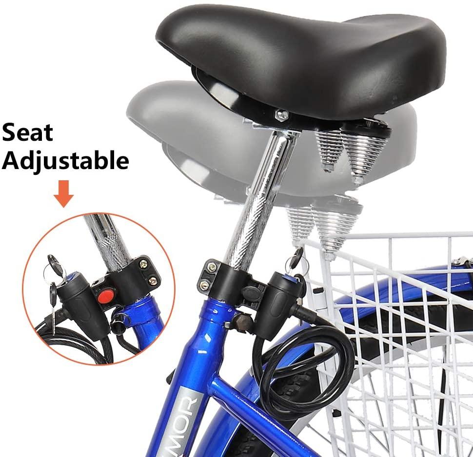 PEXMOR Adult Tricycle 7 Speed 3 Wheel Trike Bike Cruiser with 26" Big Wheels LarFront and Rear Basket Hold Vegetables Fruits for Recreation, Shopping, Picnics Exercise Men's Women's Bike