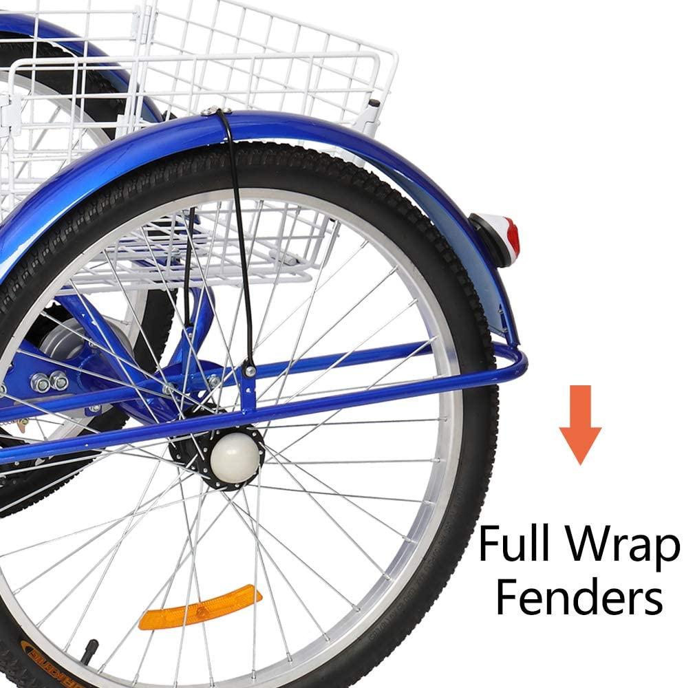 PEXMOR Adult Tricycle 7 Speed 3 Wheel Trike Bike Cruiser with 26" Big Wheels LarFront and Rear Basket Hold Vegetables Fruits for Recreation, Shopping, Picnics Exercise Men's Women's Bike