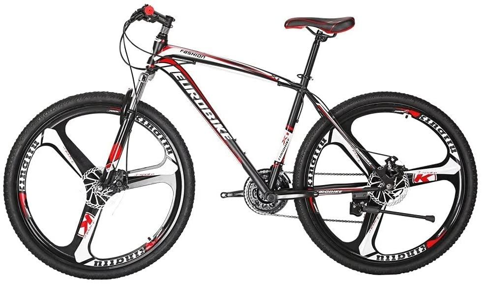 Eurobike Mountain Bikes X1 21 Speed Dual Disc Brake 27.5 Inches 3 Spoke Wheels Bicycle BlackRed