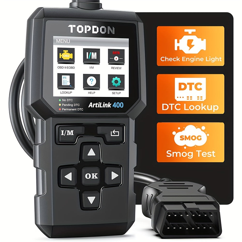 TOPDON OBD2 Scanner, AL400 Check Engine Light, Car Scanner With O2 Sensor/Freeze Frame/I/M Readiness/Smog Check/DTC Lookup, CAN Diagnostic Scanner