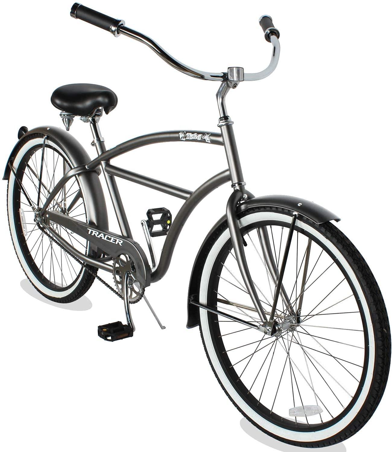 Tracer Taha Complete Cruiser Bike for Men, 26 Inch Wheels,Hi-Ten Steel Frame,  1,7-Speed, Multiple Colors,Hybrid Bike,Mens Bike,Adult Bike,Fat Tire Bike,Beach Cruiser Bike Men