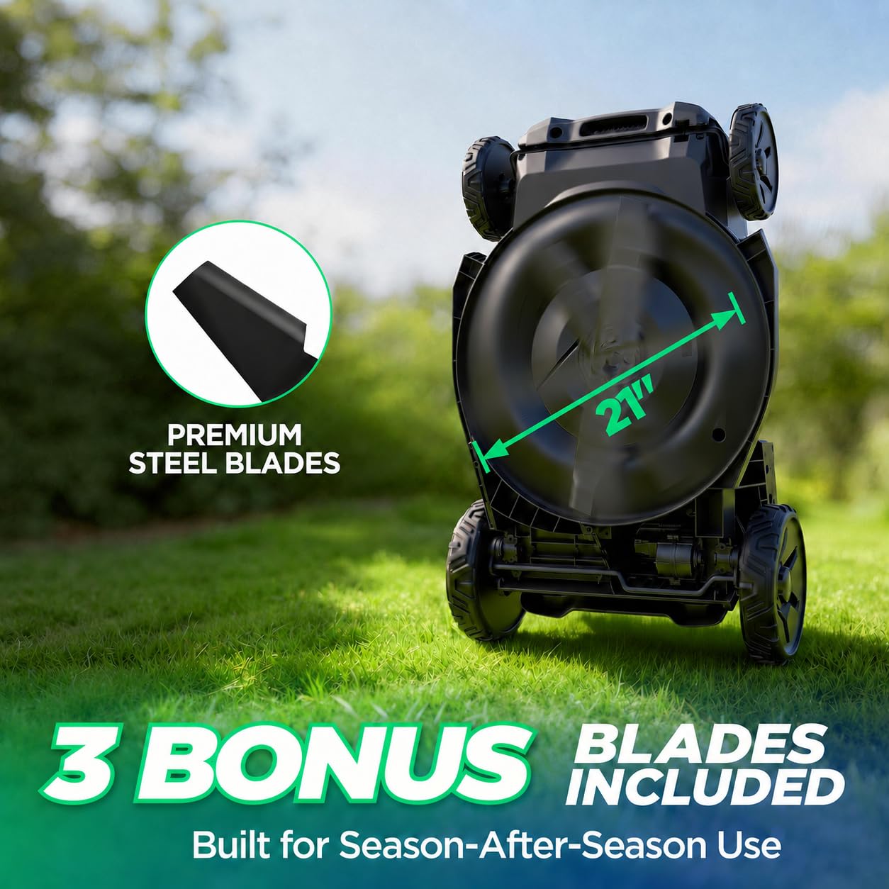 21" Cordless Lawn Mower, 40V Electric Mower with 2×8.0Ah Batteries &amp; Charger, 8-Position Height Adjustment, 60L Grass Bag, 3-in-1 Mulching, Bagging &amp; Rear Discharfor Medium, LarYards