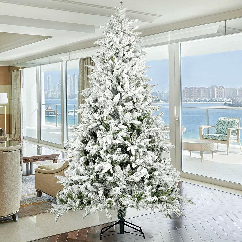 Christmas Tree White 7ft Metal Stand Xmas Bushy Pine 1100 Branches Festive Decor