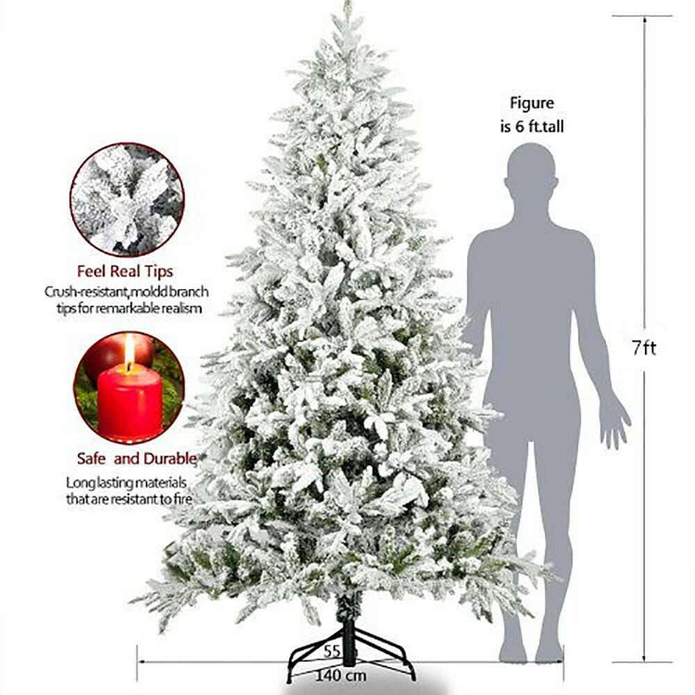 Christmas Tree White 7ft Metal Stand Xmas Bushy Pine 1100 Branches Festive Decor