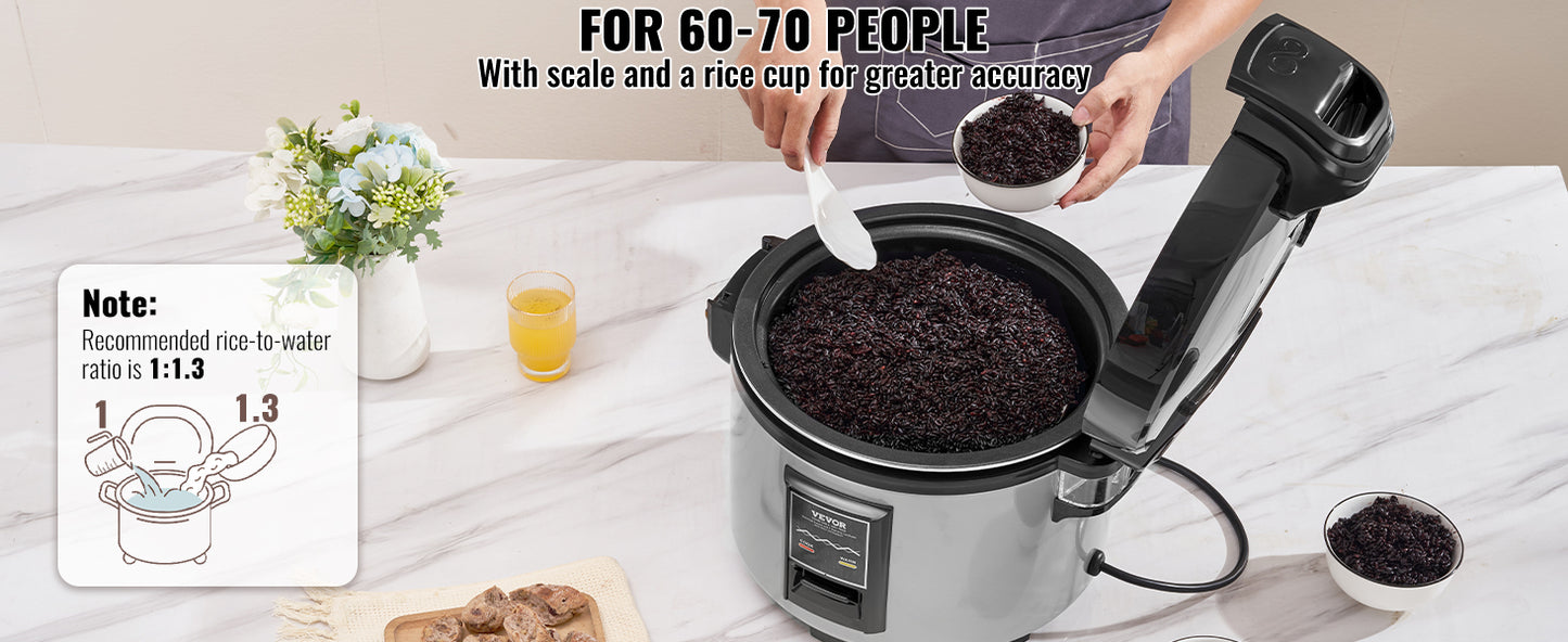 Commercial Rice Cooker, 70-Cup Rice Cooker, 15.85 Qt / 15 Liter LarRice Cooker and Warmer with Nonstick Inner Pot, Fast Cooand 12-Hour Keep Warm, with Rice Cup and Paddle, for Restaurant