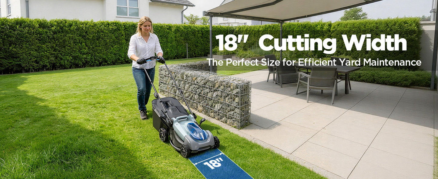 18-Inch Electric Lawn Mower, 40V Self-Propelled Cordless Lawn Mower with 4.0Ah Battery &amp; Charger, Brushless Motor, 2-in-1 Mulching &amp; Bagging, 6-Position Height Adjustment, for Small to Medium Yards