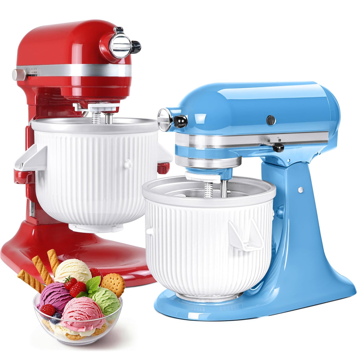 Ice Cream Maker Attachment for  Stand Mixer, Compatible with  4.5-5QT/5.5-6 Quart Stand Mixers Accessories, 2 Quart Frozen Yogurt/Ice Cream/Sorbet Gelato Maker