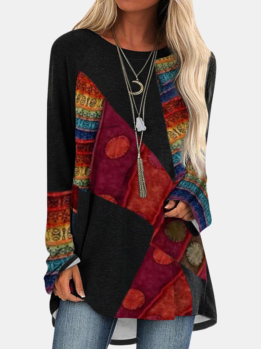 Retro Print Long Sleeve T-Shirt