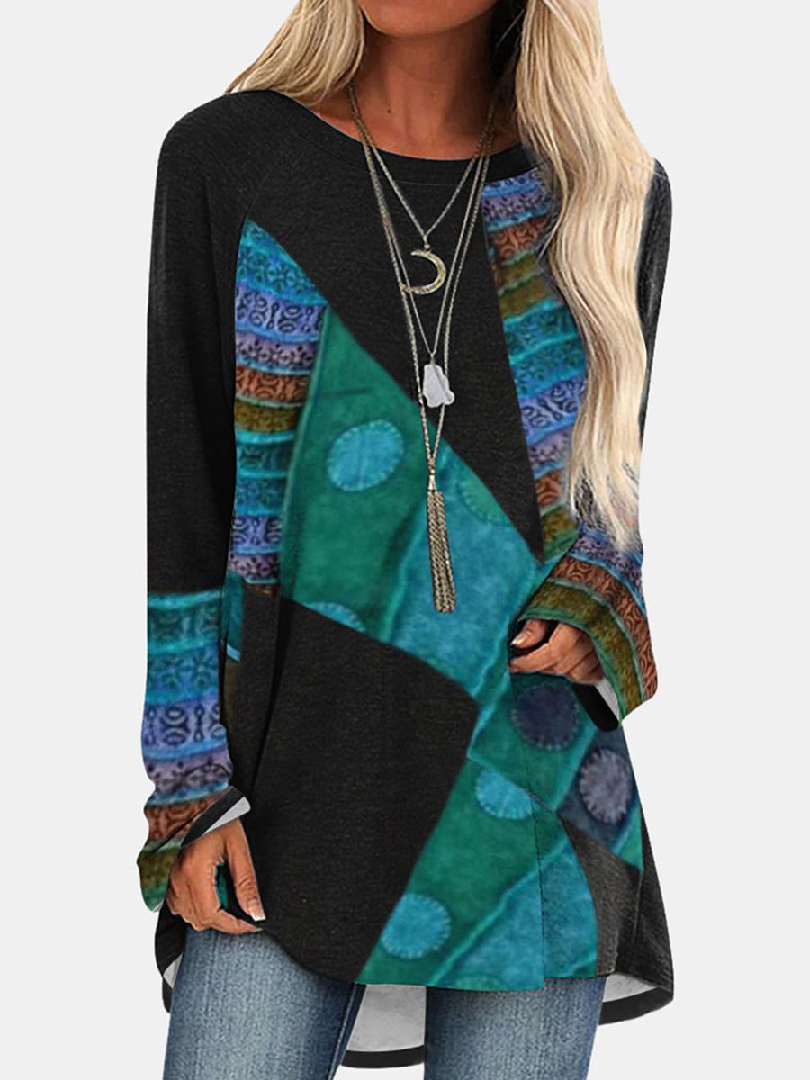 Retro Print Long Sleeve T-Shirt