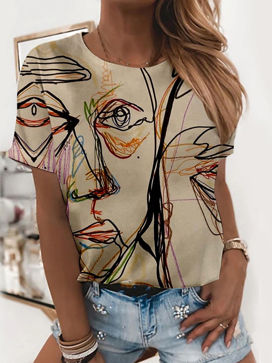 Casual Abstract Printed Short-Sleeved T-Shirt