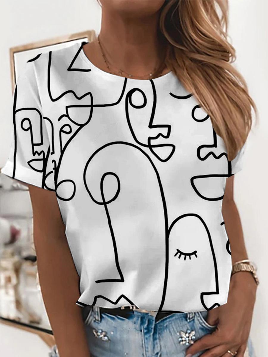 Casual Abstract Printed Short-Sleeved T-Shirt