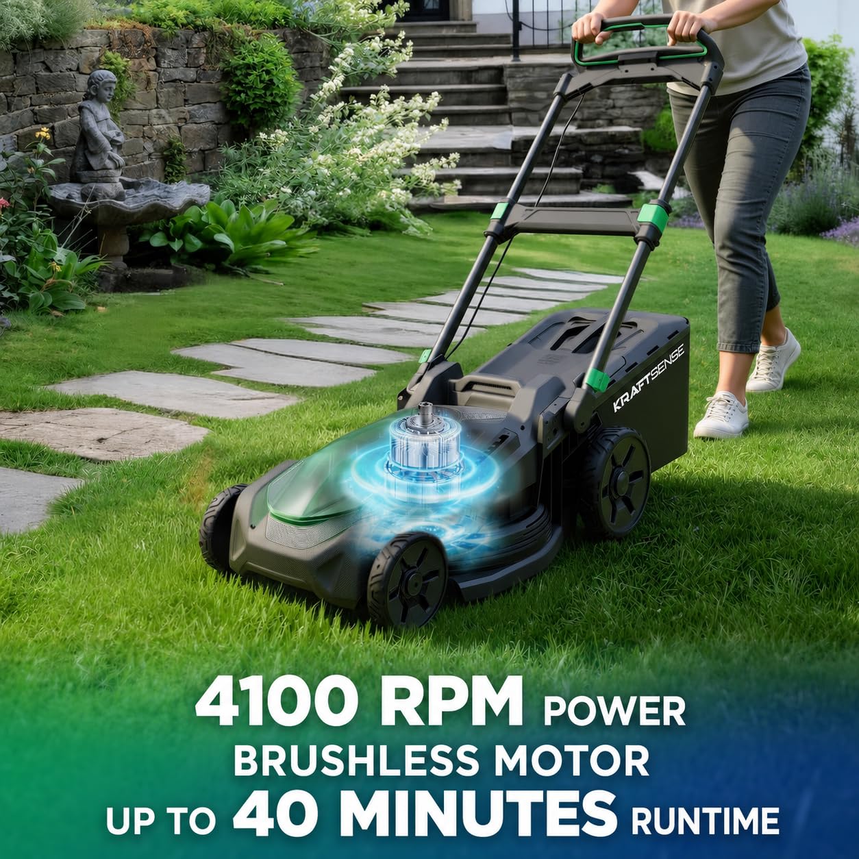 21" Cordless Lawn Mower, 40V Electric Mower with 2×8.0Ah Batteries &amp; Charger, 8-Position Height Adjustment, 60L Grass Bag, 3-in-1 Mulching, Bagging &amp; Rear Discharfor Medium, LarYards