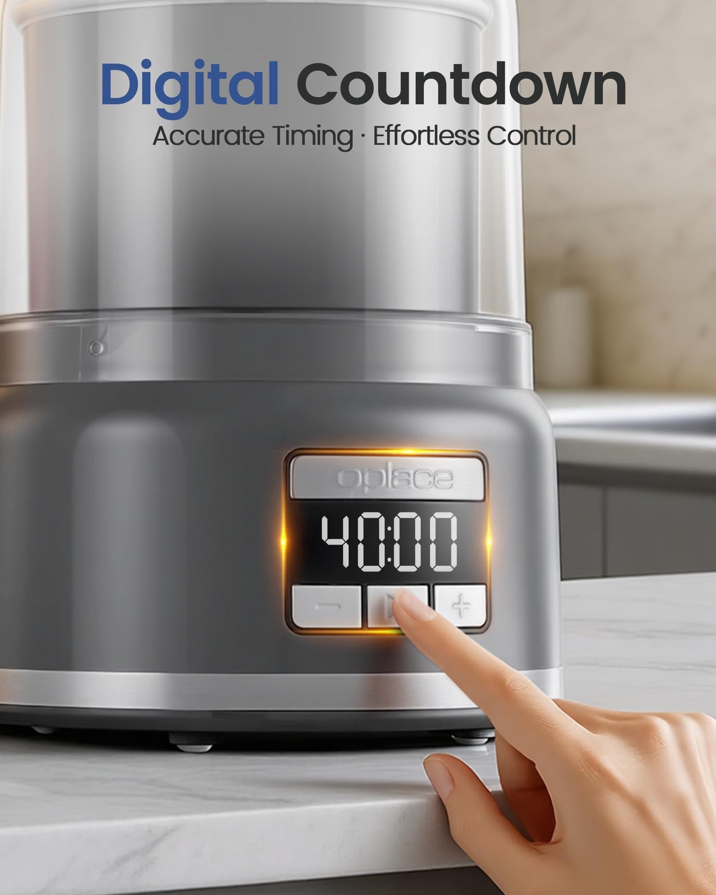 2.1 Qt Countertop Ice Cream Maker – Make Gelato, Sorbet & Frozen Yogurt in as Little as 20–30 Minutes, Fast Cooling, Visible Feeding Port, Easy 3-Button Control (Gray)