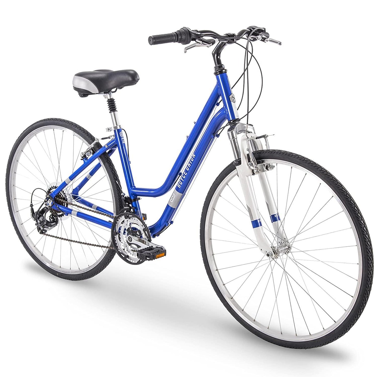 700c Royce Union RMY Womens 21-Speed Hybrid Comfort Bike, 17" Aluminum Frame, Pearl Blue