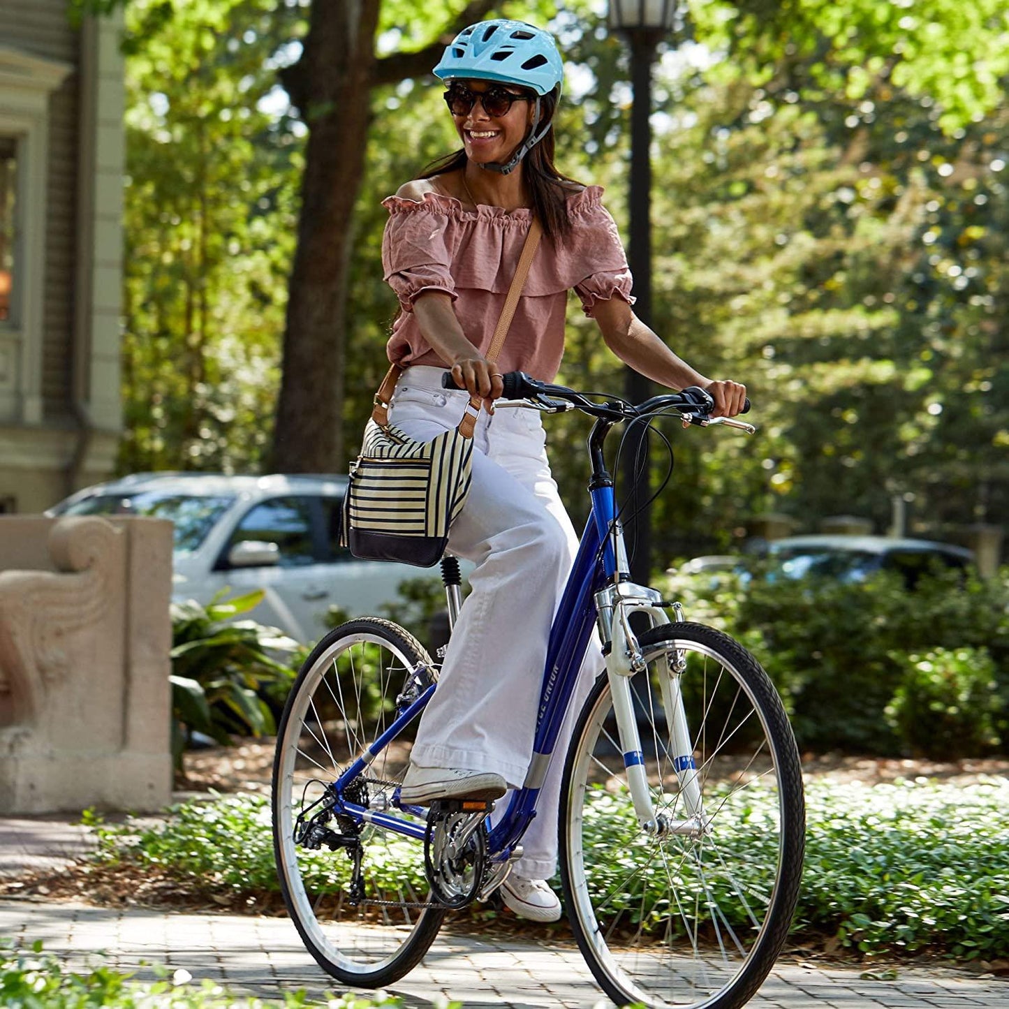 700c Royce Union RMY Womens 21-Speed Hybrid Comfort Bike, 17" Aluminum Frame, Pearl Blue