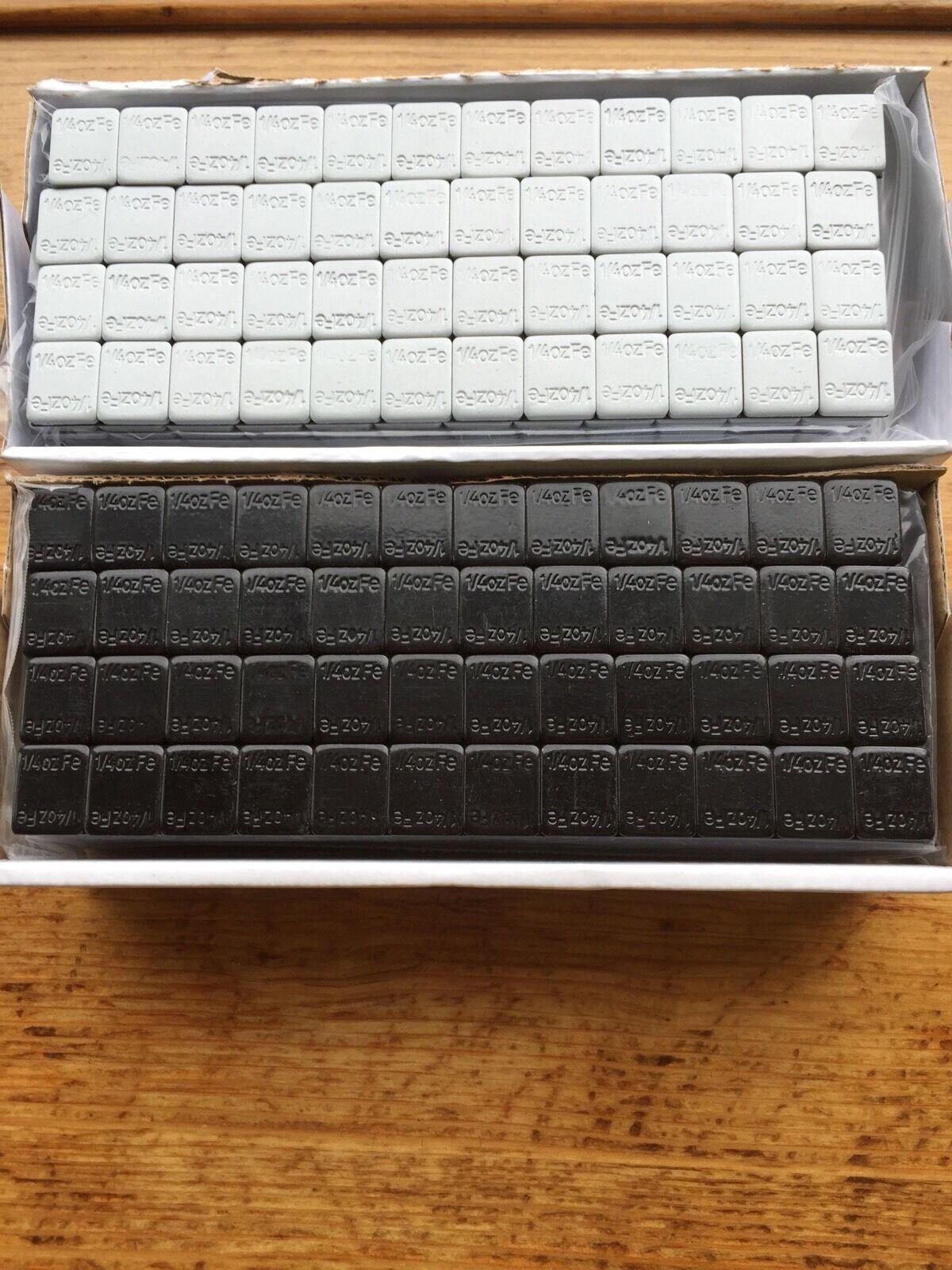 27 LBS BLACK WHEEL WEIGHTS-1/4 OZ -27 LBS GREY- 1/4 OZ. STICK-ON ADHESIVE TAPE