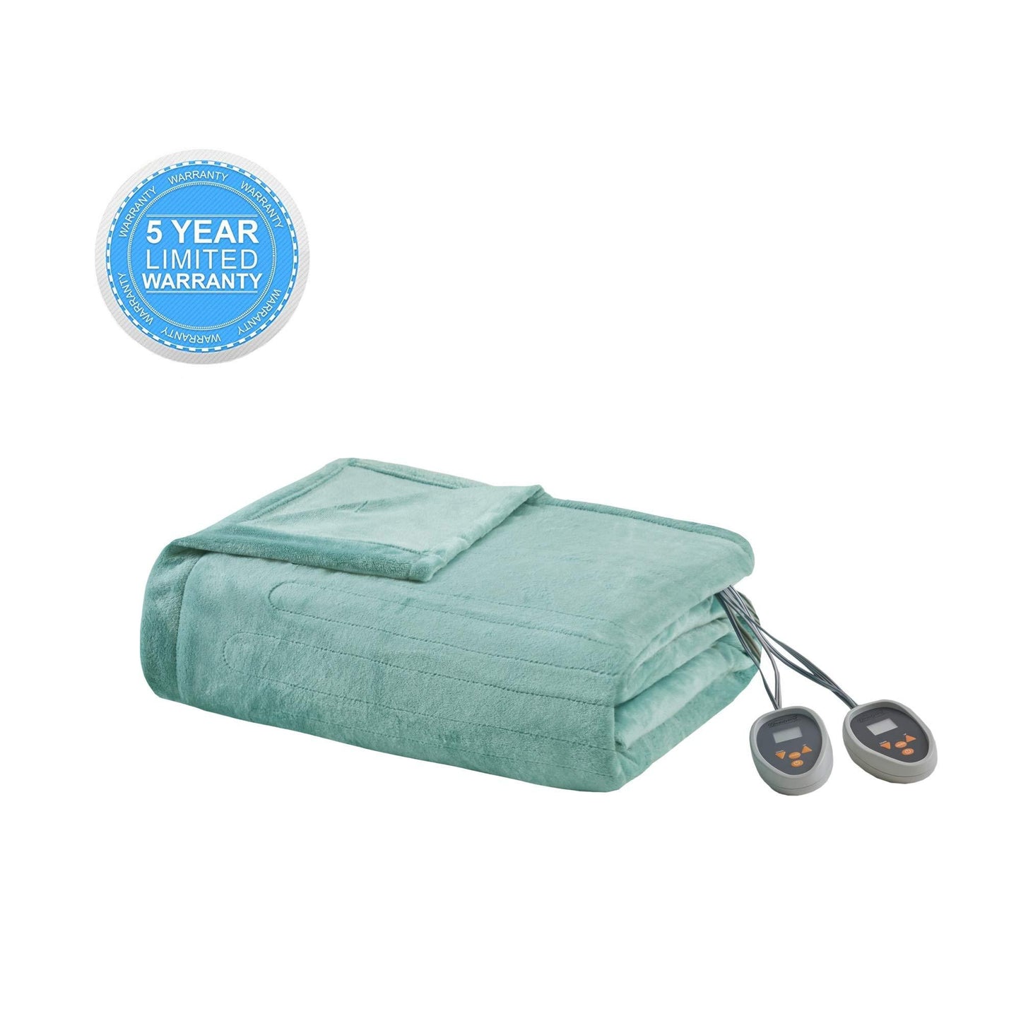 Gracie MIlls Plush Lightweight Ultra Soft Cozy Washable Electric Blanket Heated Throw With Auto Shutoff, Queen Size, Aqua -BR54-0905