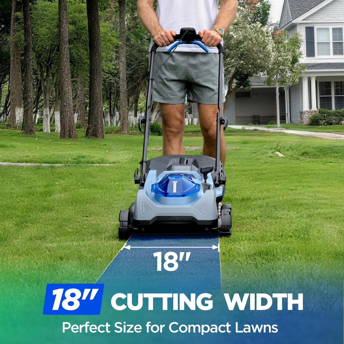 18-Inch Electric Lawn Mower, 40V Self-Propelled Cordless Lawn Mower with 4.0Ah Battery &amp; Charger, Brushless Motor, 2-in-1 Mulching &amp; Bagging, 6-Position Height Adjustment, for Small to Medium Yards
