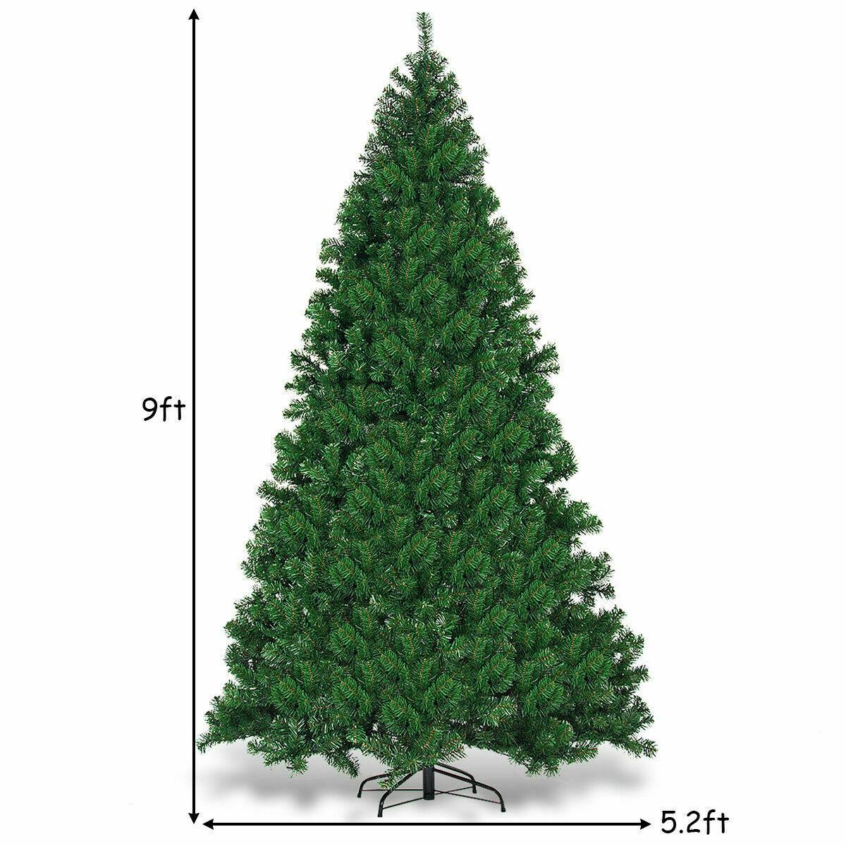 9Ft Pre-Lit PVC Artificial Christmas Tree Hinged w/ 700 LED Lights &amp; Stand