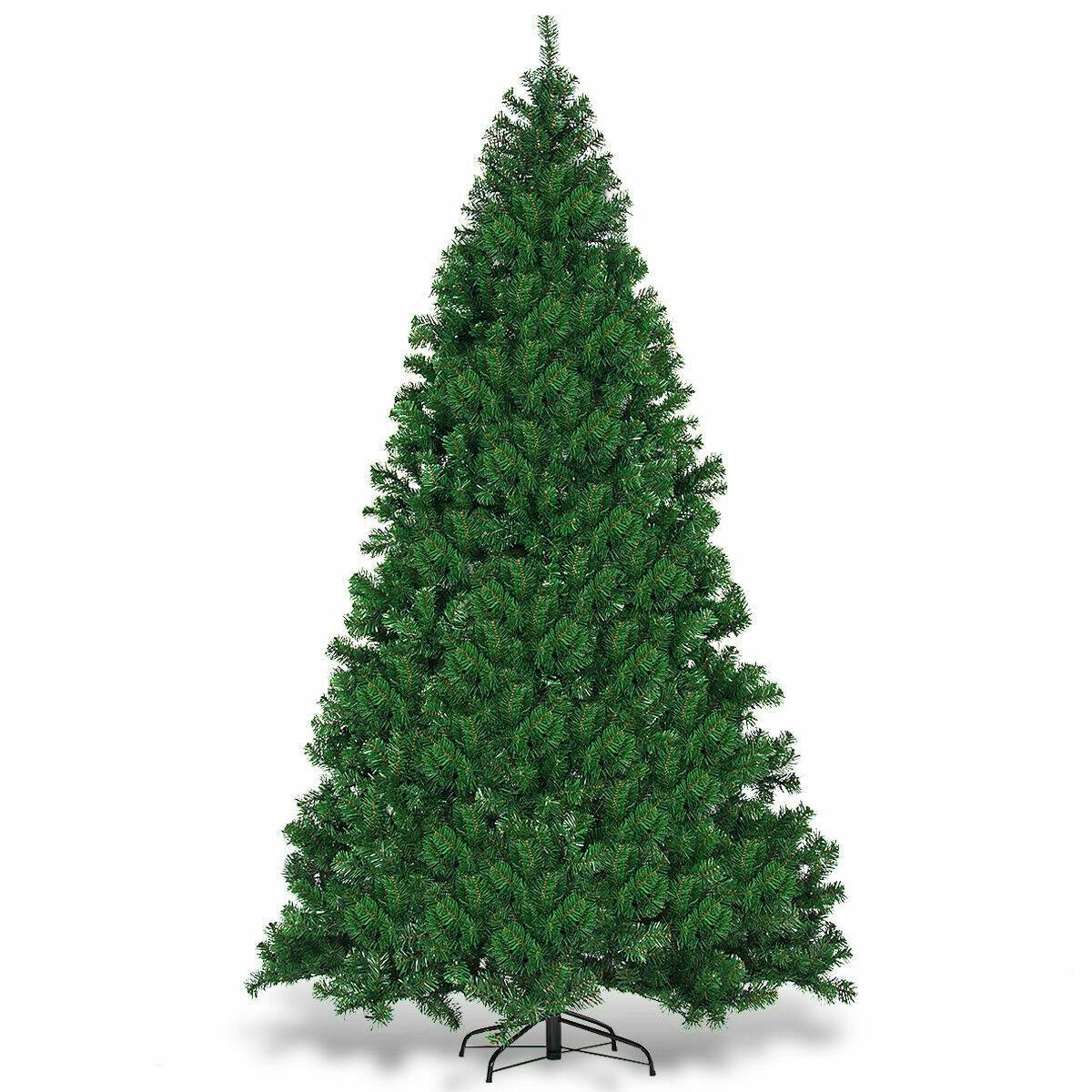 9Ft Pre-Lit PVC Artificial Christmas Tree Hinged w/ 700 LED Lights &amp; Stand
