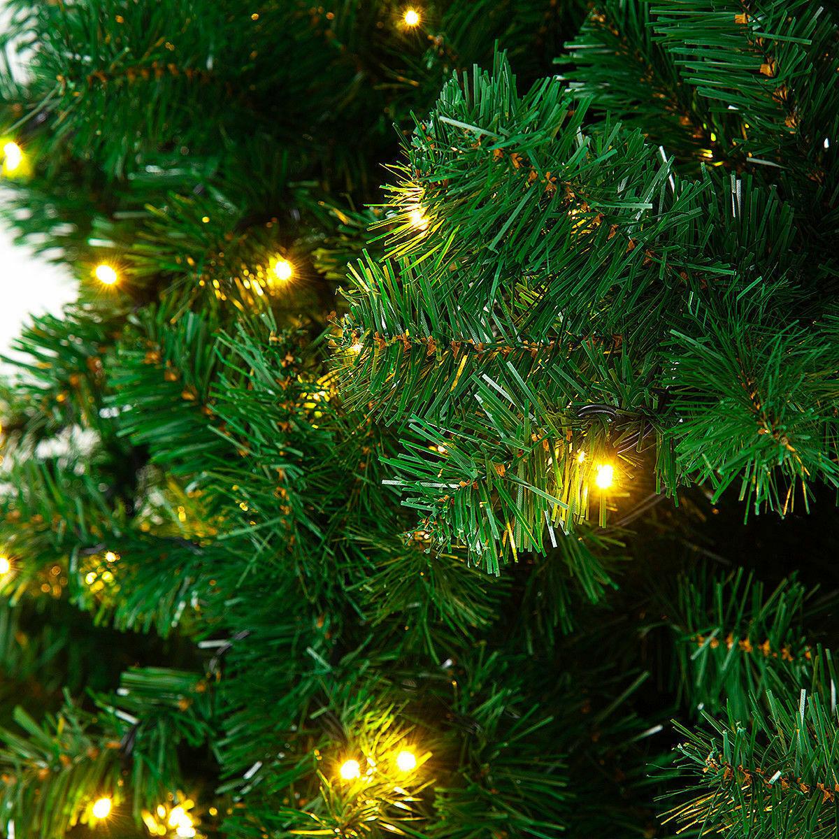 9Ft Pre-Lit PVC Artificial Christmas Tree Hinged w/ 700 LED Lights &amp; Stand