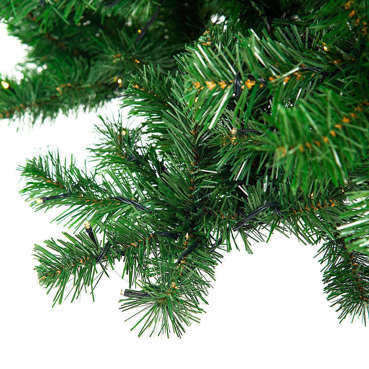 9Ft Pre-Lit PVC Artificial Christmas Tree Hinged w/ 700 LED Lights &amp; Stand