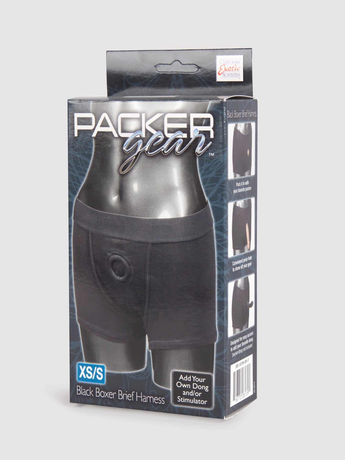 Packer Gear Strap-On Harness Boxer Shorts with Vibe Pocket, Black