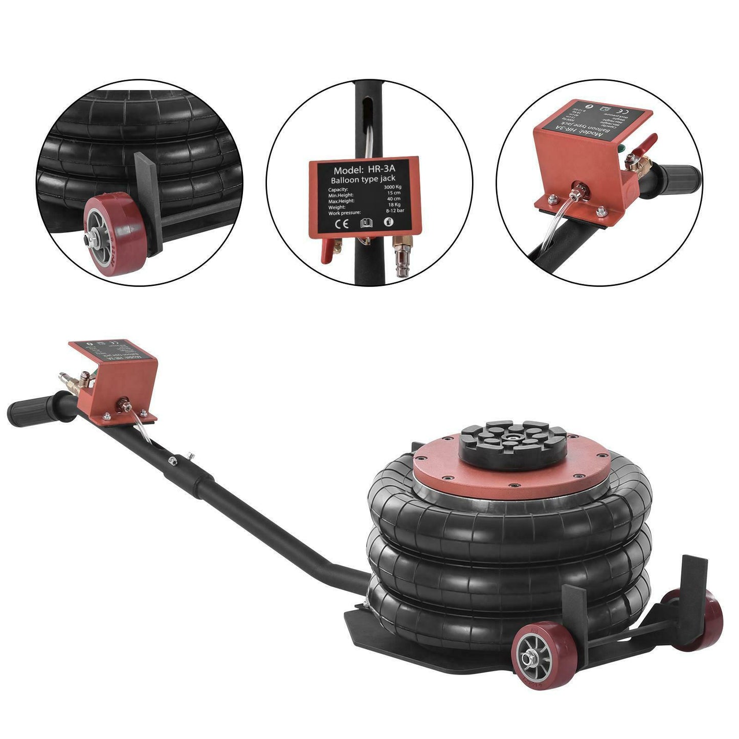 6600lbs/ 3 Ton Triple Bag Air Jack Pneumatic Air Bag Auto Repair Lifting Tool