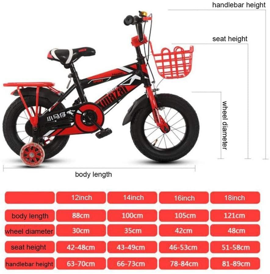 JLFSDB Kids Bike BMX Bike for Kids Boys Girls Bicycle Kids Bike with Hand Brake and Basket for 3-11 Years Girls, 12 14 16 18 Inch Youth Bike with Training Wheels and Fenders, Children Bicycle