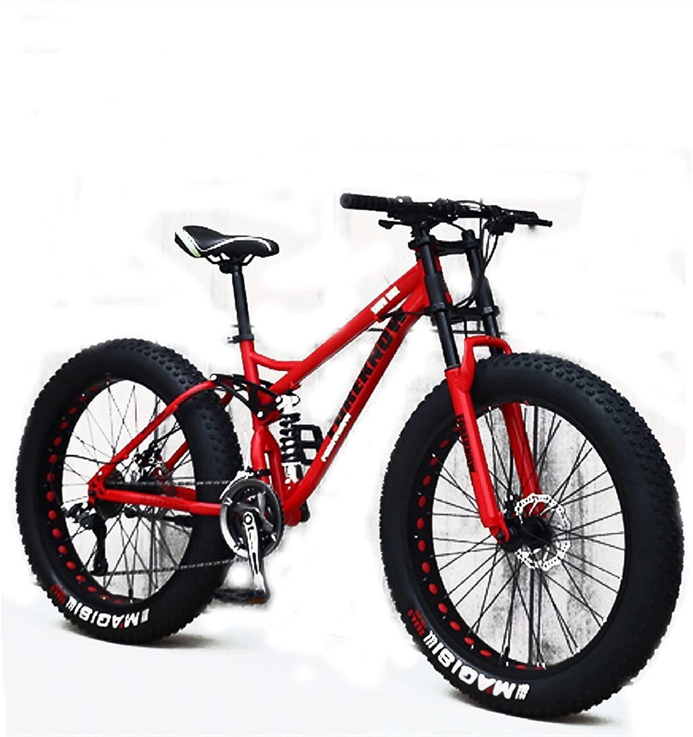 CHICAI Adult Mountain Bike 26/24-inch Mountain Bike High Carbon Steel Cross Country Bike 21/24/27/30 Speed Bike Full Suspension Bike Equipped with Double Disc Brake Mountain Bike