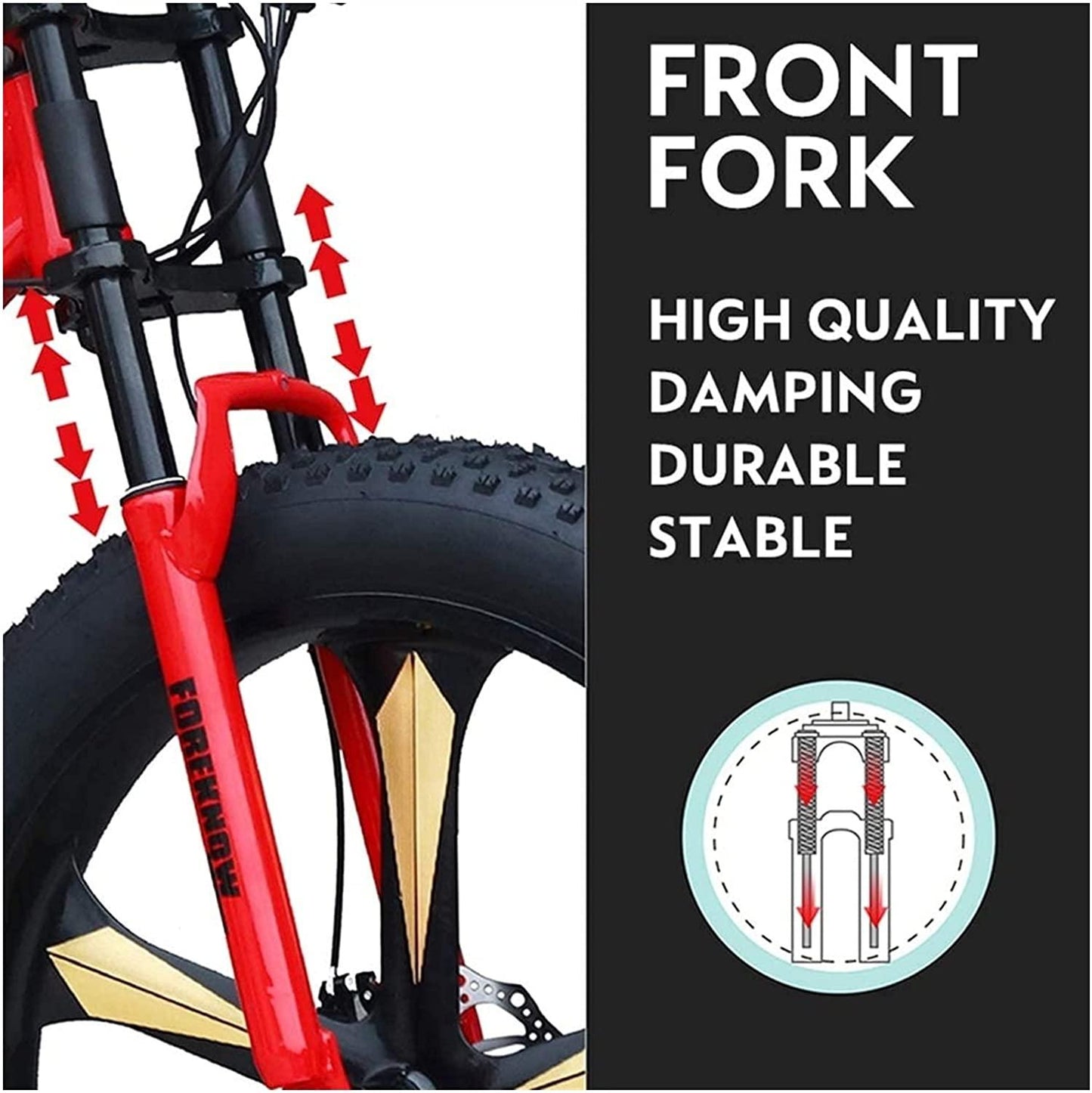 CHICAI Adult Mountain Bike 26/24-inch Mountain Bike High Carbon Steel Cross Country Bike 21/24/27/30 Speed Bike Full Suspension Bike Equipped with Double Disc Brake Mountain Bike