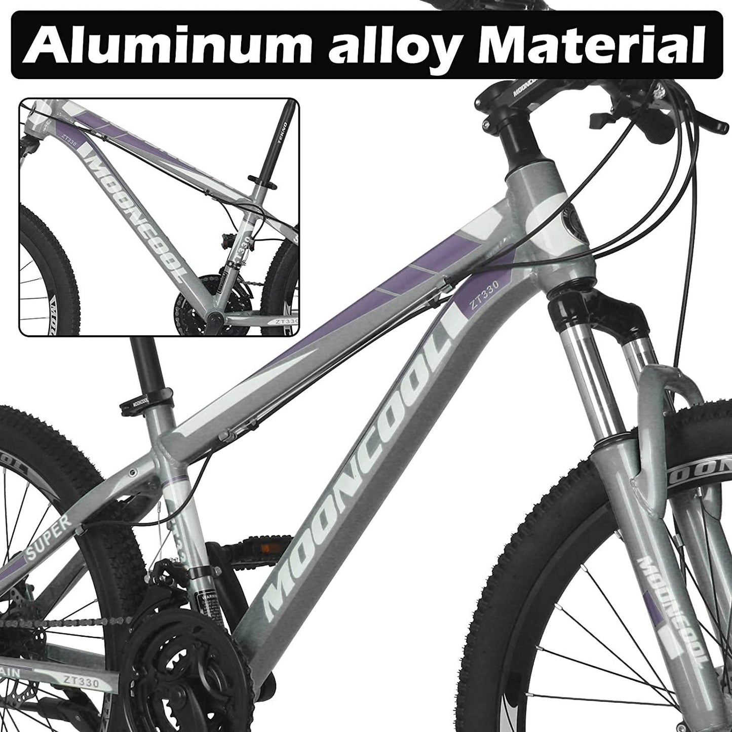 MOONCOOL Mountain Bikes Adults MTB Bike, Disc Brakes Mountain Bicycles, 7-21 Speeds Options, Aluminum and Steel Frame Options, 24-26 Inches Wheels Outroad Bikes for Mens Womens