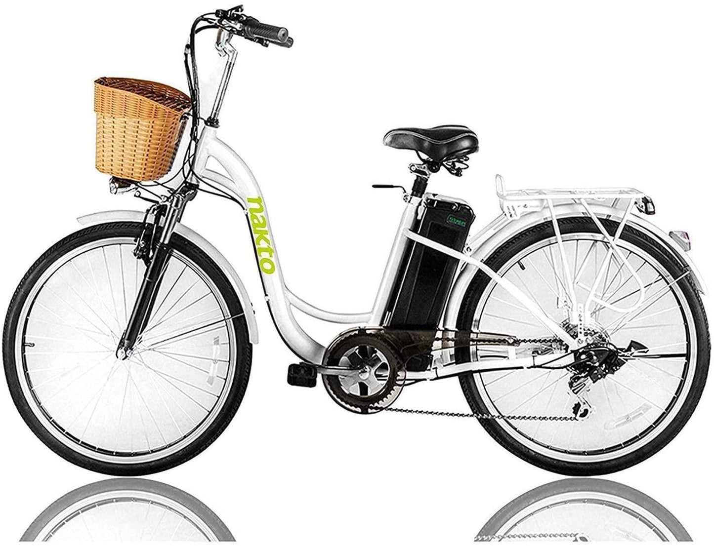 Trekpower 26" Electric Bike 6 Speed Electric Bikes for Adults 350W High Speed Ebike City Electric Bicycle with 36V10AH Removable Lithium Battery, White