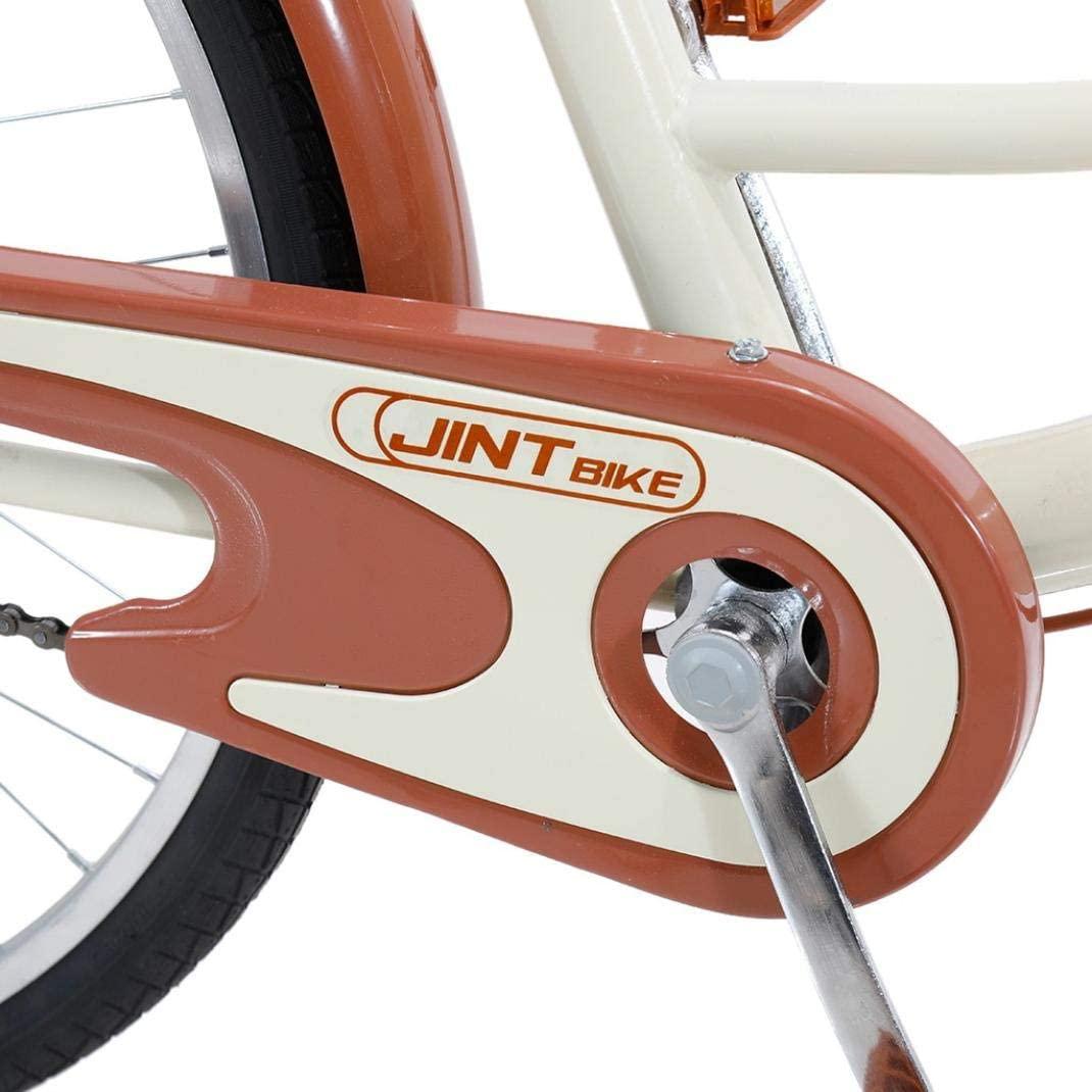 26 Inch Beach Cruiser Bicycle, Classic Bicycle Retro Bicycle, Women's Bicycle with Basket and Back Seat