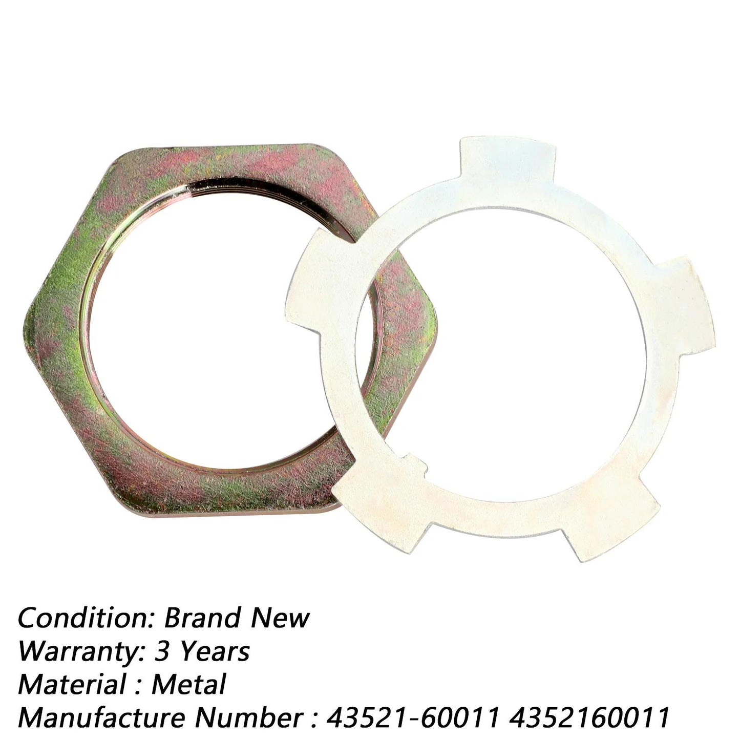 Front Axle Hub Spindle Lock Nut Washer Kit 43521-60011 For Toyota Jeep Hiluxs Generic