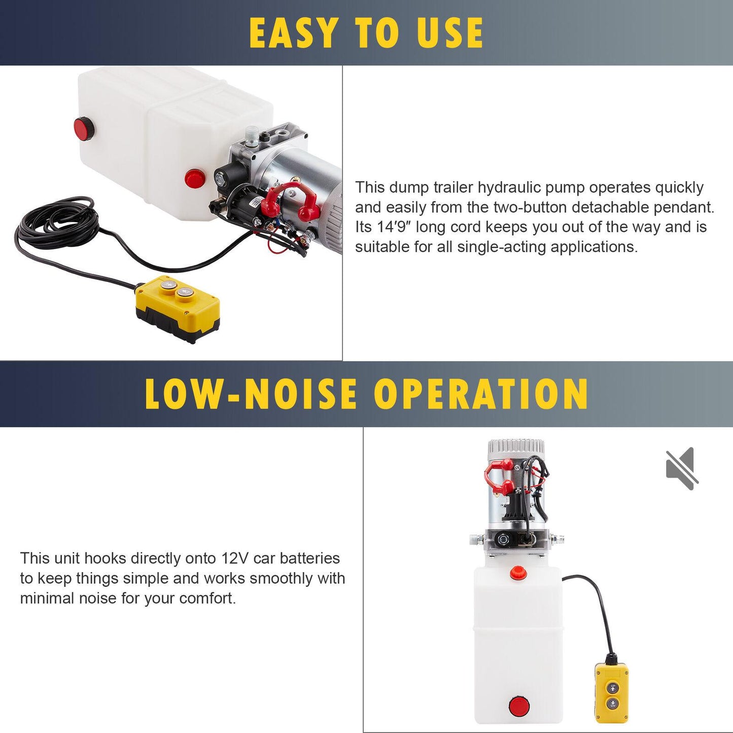 Single Acting 12V 6 Quart Hydraulic Pump for Aerial Platform Dump Truck Bed More