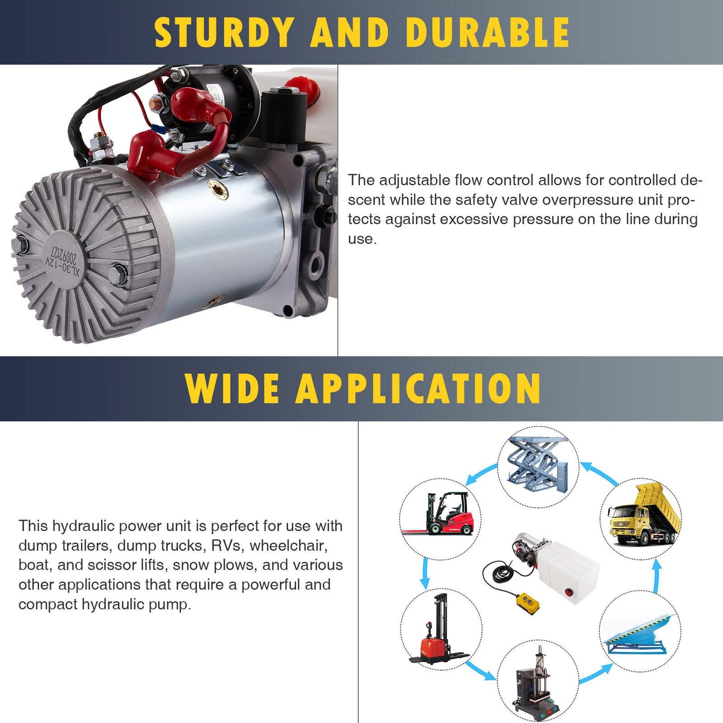 Single Acting 6 Quart 12V Hydraulic Pump for Truck Winches RVs Tow Booms & More