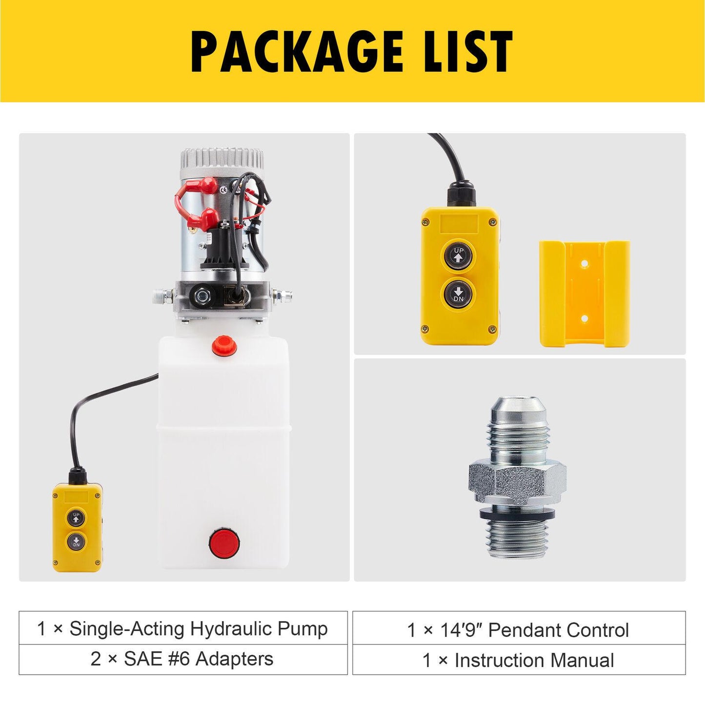 Single Acting 6 Quart 12V Hydraulic Pump for Truck Winches RVs Tow Booms & More