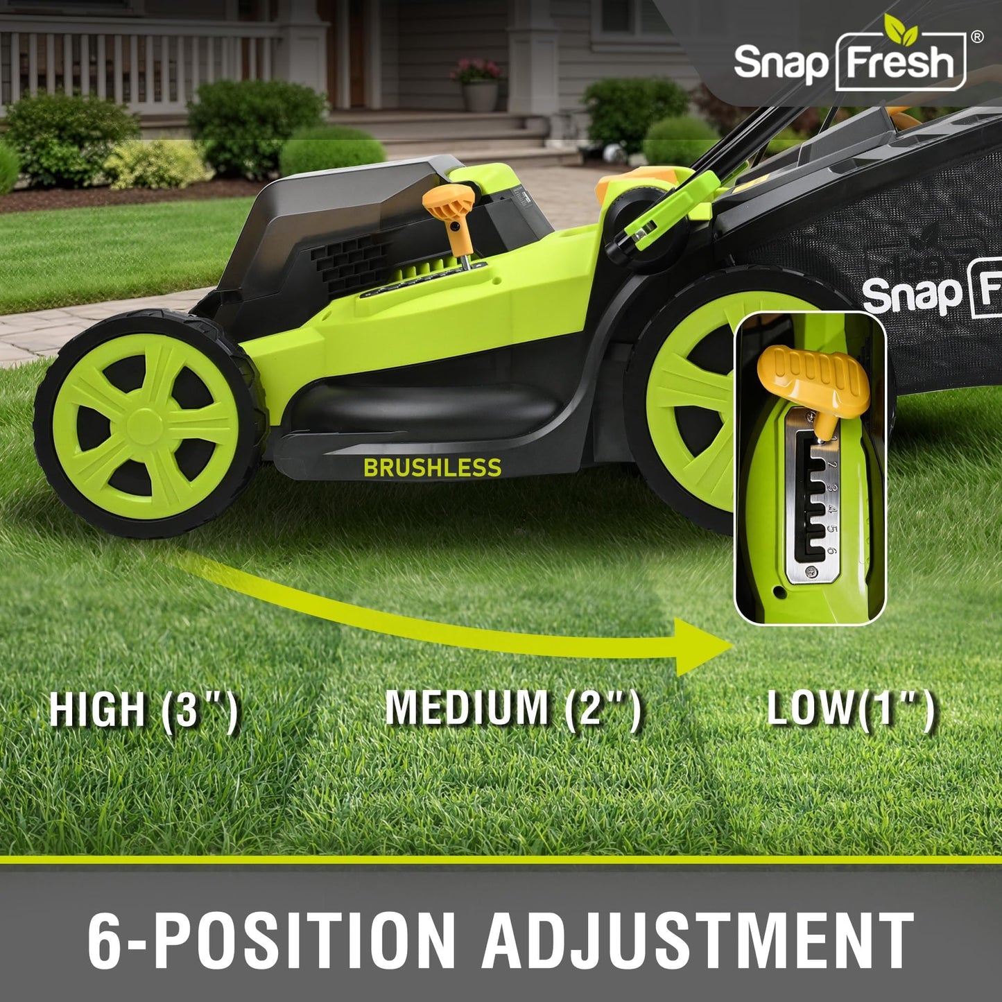 40V 17” Brushless Lawn Mower – 2 x 5.0Ah Batteries Electric Cordless Push Mower with Fast Charger, 6-Level Height Adjustment, 45L Grass Bag, Lightweight Battery Powered Mower