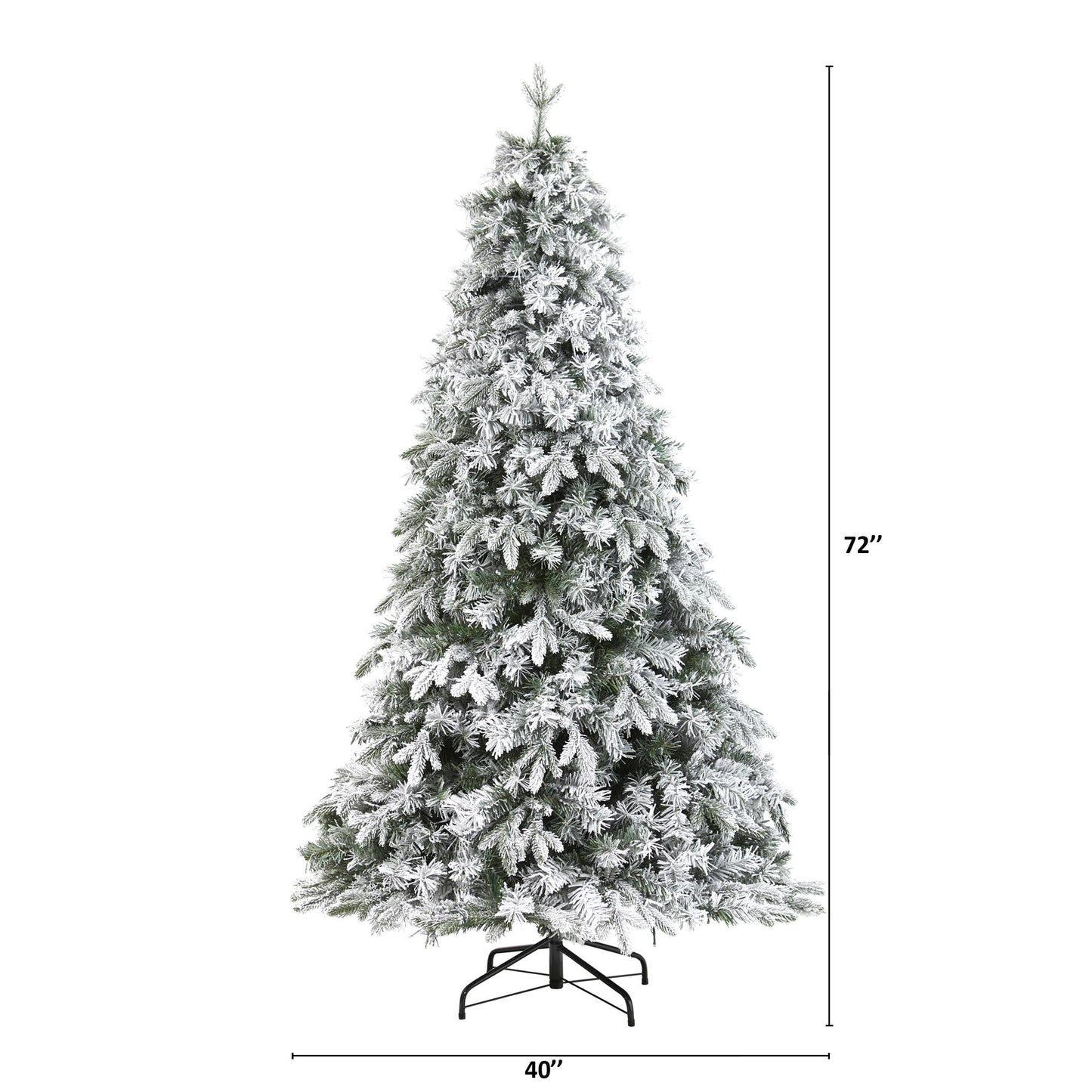 Nearly Natural 6' Flocked Vermont Mixed Pine Artificial Christmas Tree with 300 Clear LED Lights